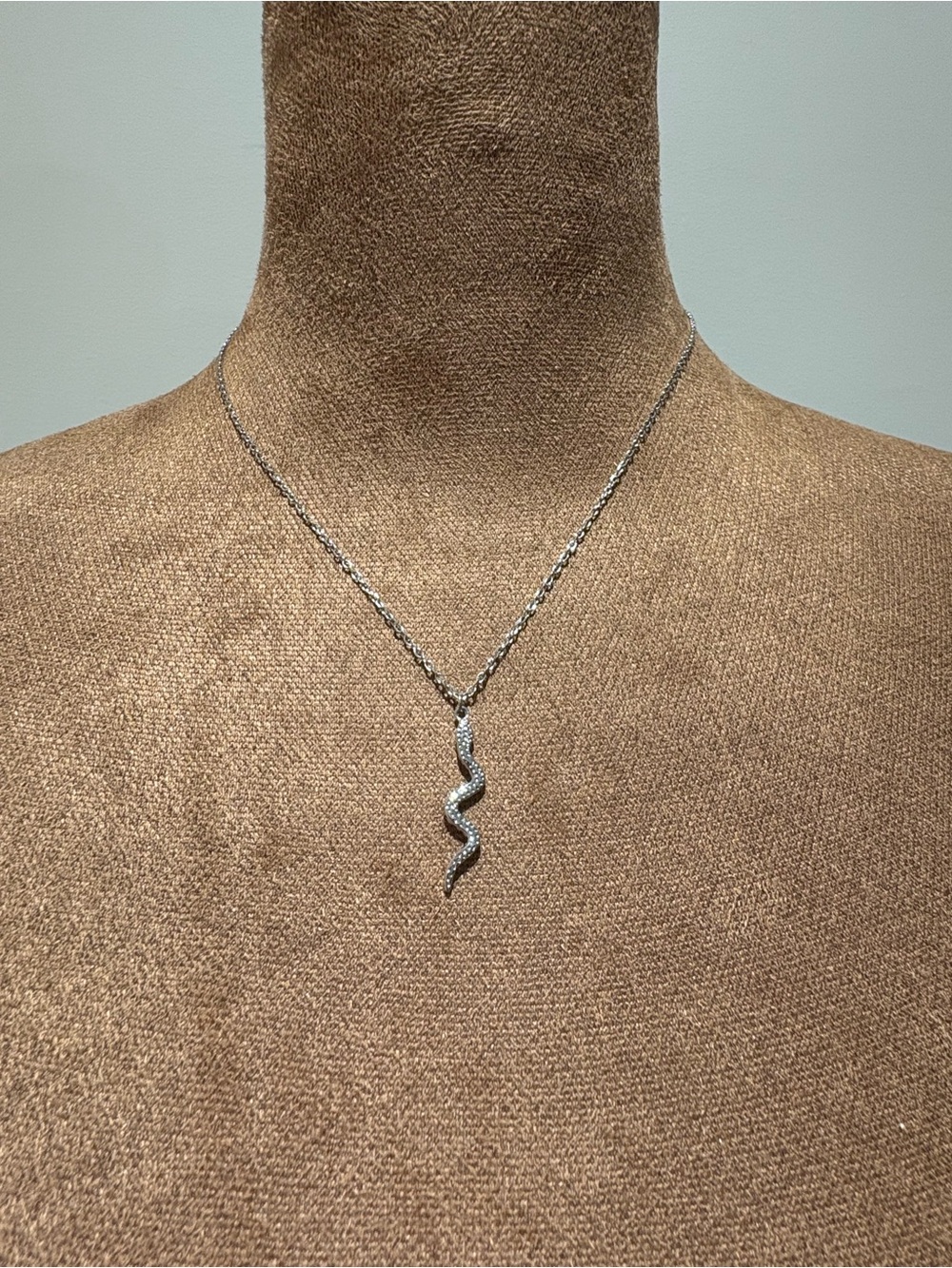 Sterling Silver Snake Pendant Necklace - Silver